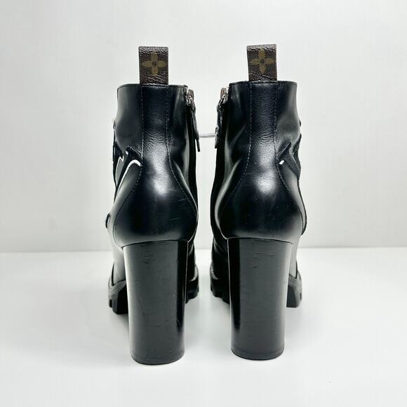 Louis Vuitton Star Trail Logo 37/ US 7 Lace up Ankle Boots Black Leather - Picture 7 of 10